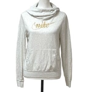 Nike Women's Pink Gold Glitter Logo Pullover Hoodie Sz XS